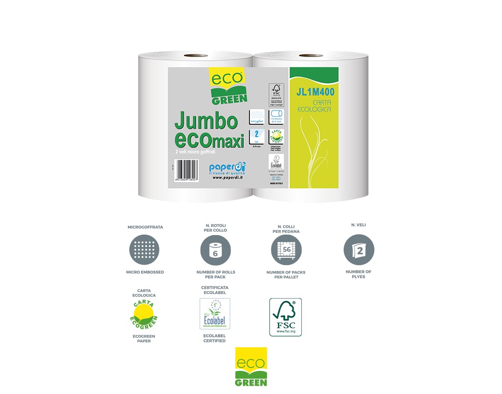 IGIENICA  JUMBO ECO Maxi 2 VELI CARTA ECOLOGICA  IMBALLO 6 ROT.